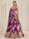 Beautiful Baby Pink Printed Organza Festival Wear Lehenga Choli - Zeel Clothing