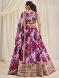 Beautiful Baby Pink Printed Organza Festival Wear Lehenga Choli - Zeel Clothing