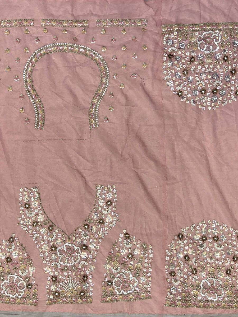 Beautiful Baby Pink Sequins Net Bridal Lehenga Choli With Dupatta - Zeel Clothing
