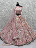 Beautiful Baby Pink Sequins Net Bridal Lehenga Choli With Dupatta - Zeel Clothing