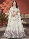 Beautiful Beige Color Sequins Chinon Reception Wear Lehenga Choli - Zeel Clothing
