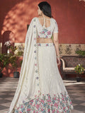 Beautiful Beige Color Sequins Chinon Reception Wear Lehenga Choli - Zeel Clothing