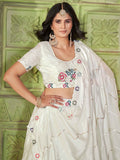 Beautiful Beige Color Sequins Chinon Reception Wear Lehenga Choli - Zeel Clothing