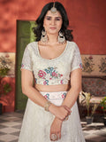 Beautiful Beige Color Sequins Chinon Reception Wear Lehenga Choli - Zeel Clothing