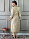 Beautiful Beige Embroidered Chanderi Silk Event Wear Suit Pant - Zeel Clothing