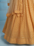 Beautiful Beige Thread Work Georgette Wedding Wear Lehenga Choli - Zeel Clothing