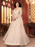 Beautiful Beige Thread Work Net Bridesmaid Lehenga Choli With Dupatta - Zeel Clothing