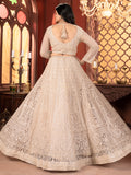 Beautiful Beige Thread Work Net Bridesmaid Lehenga Choli With Dupatta - Zeel Clothing