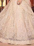 Beautiful Beige Thread Work Net Bridesmaid Lehenga Choli With Dupatta - Zeel Clothing