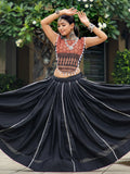 Beautiful Black Cotton Navratri Lehenga Choli With Dupatta - Zeel Clothing