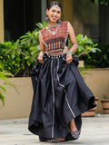Beautiful Black Cotton Navratri Lehenga Choli With Dupatta - Zeel Clothing