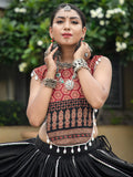 Beautiful Black Cotton Navratri Lehenga Choli With Dupatta - Zeel Clothing