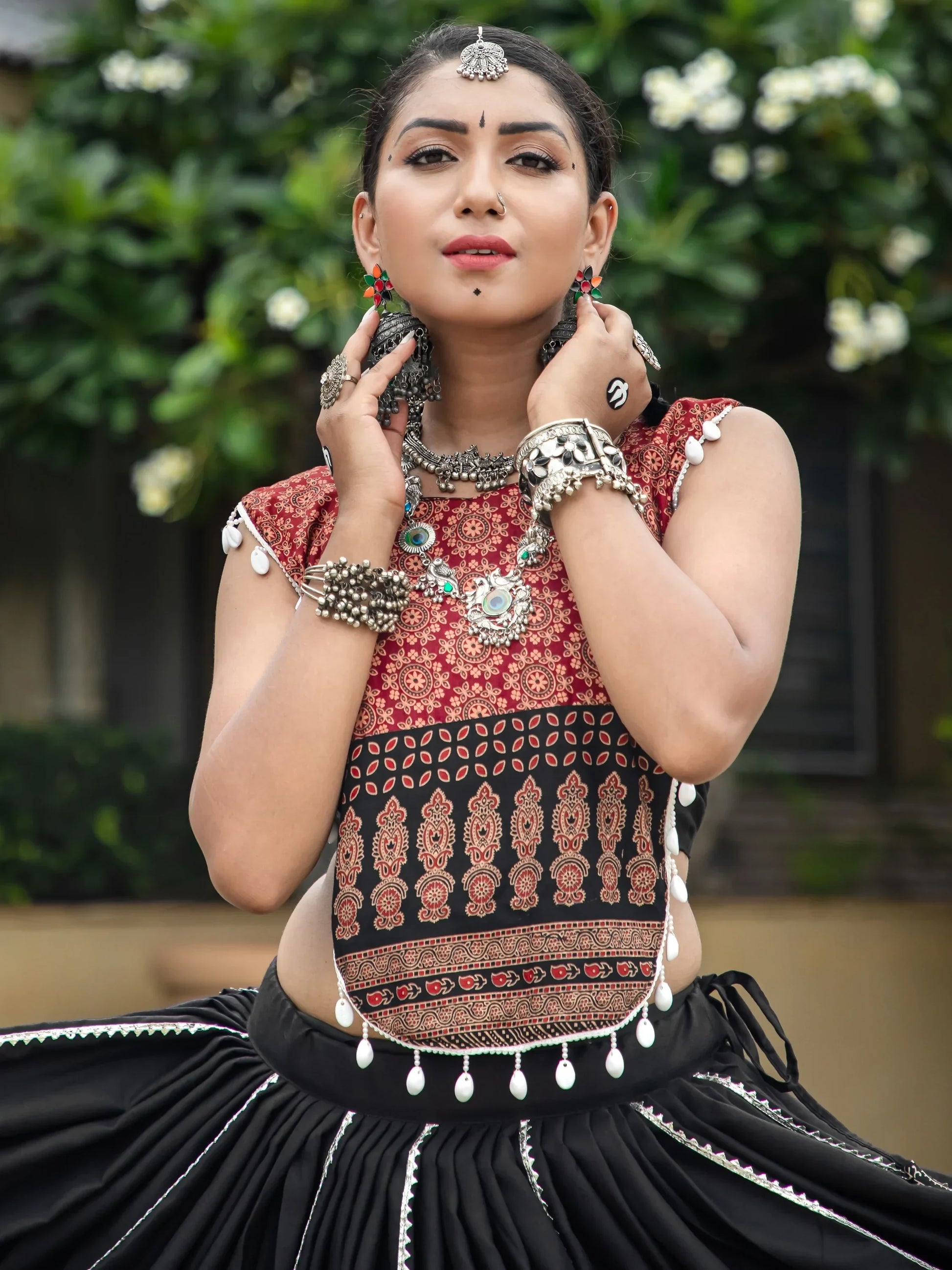 Beautiful Black Cotton Navratri Lehenga Choli With Dupatta - Zeel Clothing