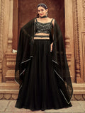 Beautiful Black Embroidered Georgette Reception Wear Lehenga Choli - Zeel Clothing
