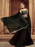 Beautiful Black Embroidered Georgette Reception Wear Lehenga Choli - Zeel Clothing