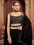 Beautiful Black Embroidered Georgette Reception Wear Lehenga Choli - Zeel Clothing