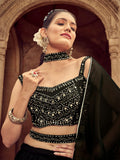 Beautiful Black Embroidered Georgette Reception Wear Lehenga Choli - Zeel Clothing