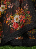 Beautiful Black Floral Printed Organza Reception Wear Lehenga Choli - Zeel Clothing