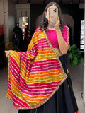 Beautiful Black Gamthi Work Pure Cotton Navratri Lehenga Choli - Zeel Clothing