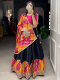 Beautiful Black Gamthi Work Pure Cotton Navratri Lehenga Choli - Zeel Clothing
