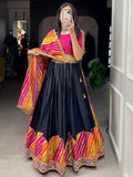 Beautiful Black Gamthi Work Pure Cotton Navratri Lehenga Choli - Zeel Clothing