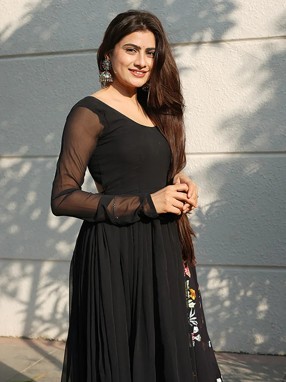 Beautiful Black Georgette Event Wear Anarkali Suit With Dupatta - Zeel Clothing