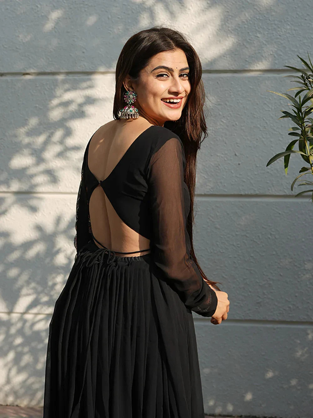 Beautiful Black Georgette Event Wear Anarkali Suit With Dupatta - Zeel Clothing