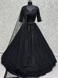 Beautiful Black Hand Work Net Designer Lehenga With Blouse - Zeel Clothing