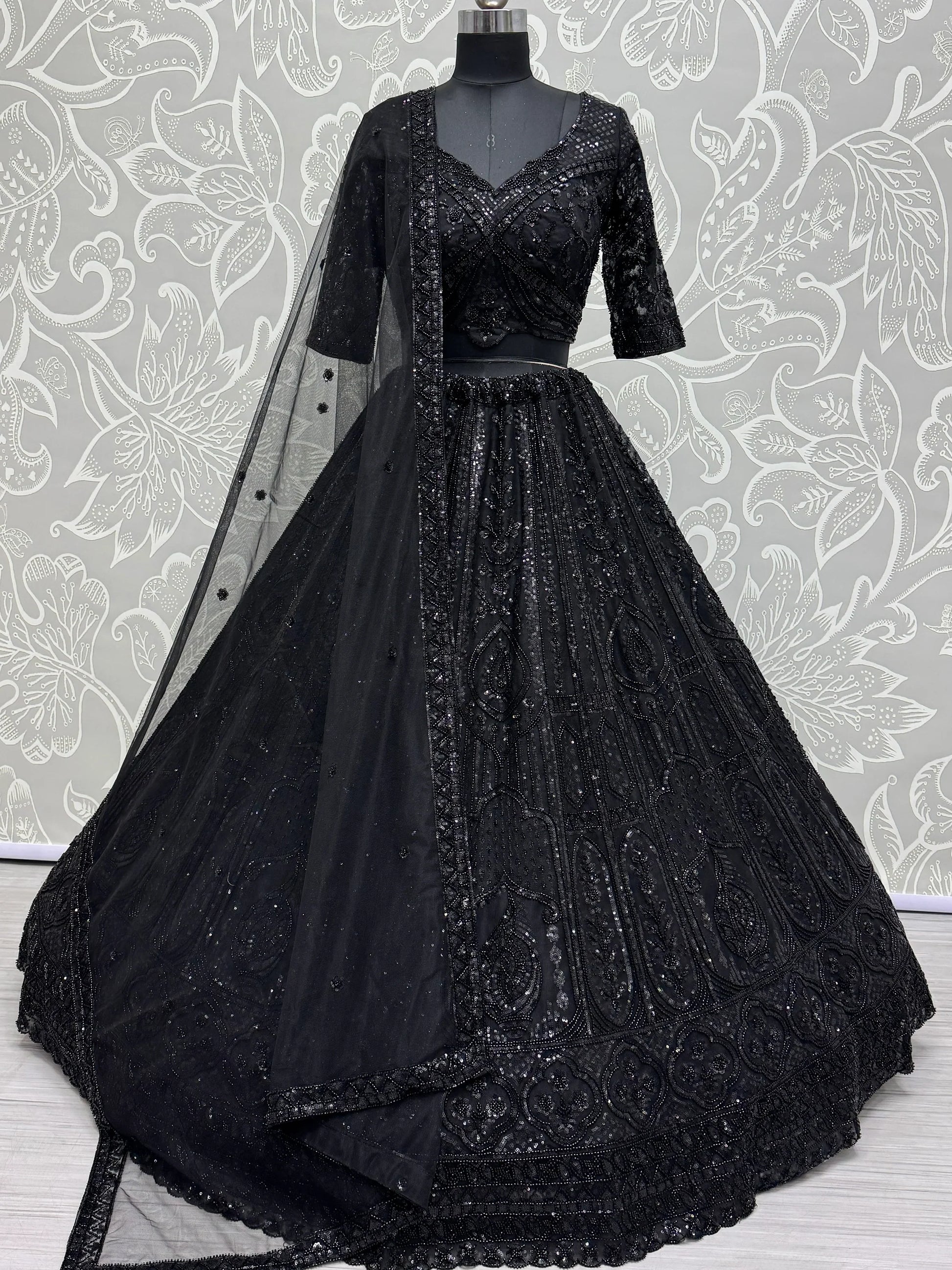 Beautiful Black Hand Work Net Designer Lehenga With Blouse - Zeel Clothing