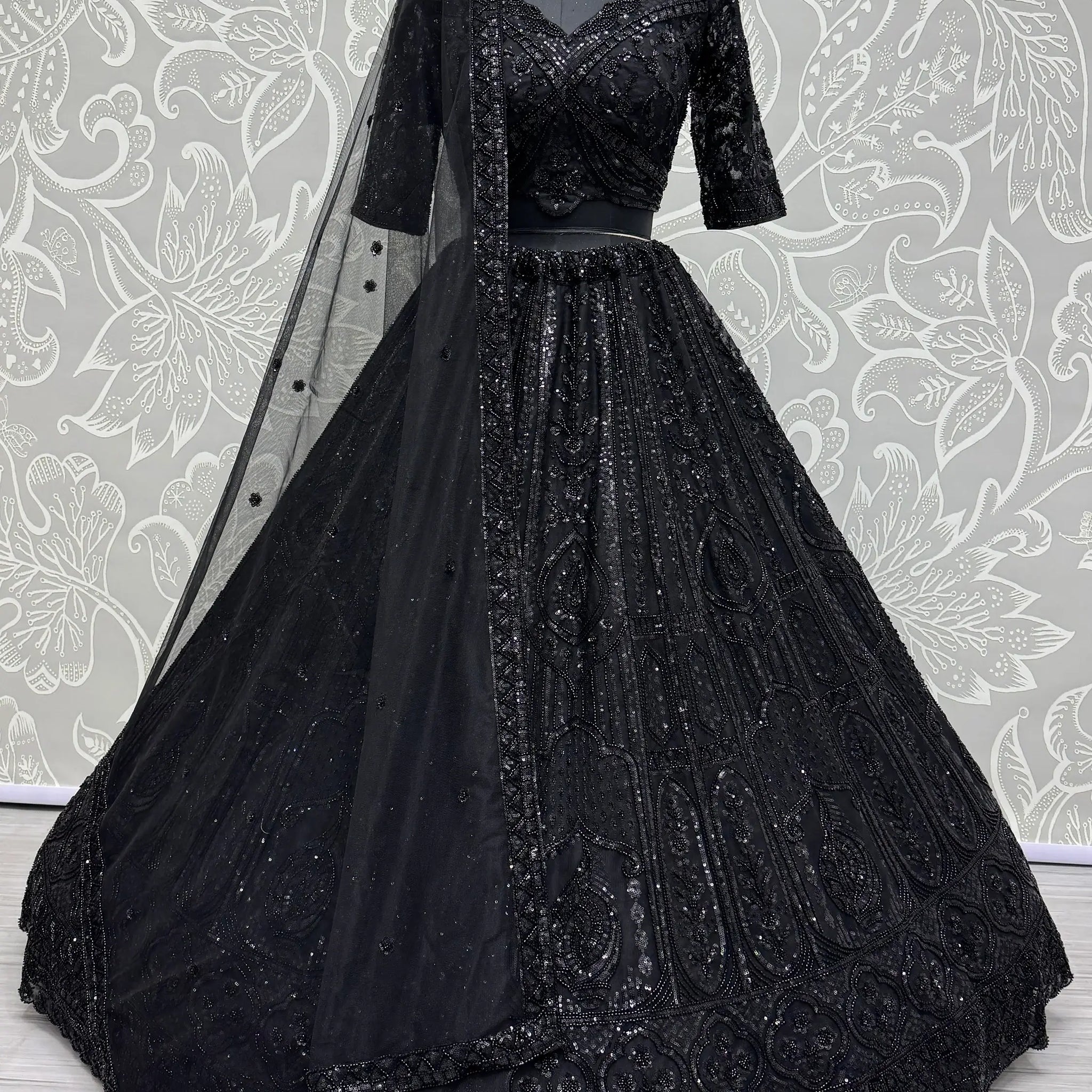 Beautiful Black Hand Work Net Designer Lehenga With Blouse - Zeel Clothing