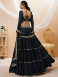 Beautiful Black Leheriya Printed Georgette Lehenga Choli With Dupatta - Zeel Clothing