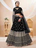 Beautiful Black Sequins Georgette Reception Wear Lehenga Choli - Zeel Clothing