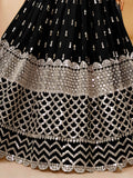 Beautiful Black Sequins Georgette Reception Wear Lehenga Choli - Zeel Clothing
