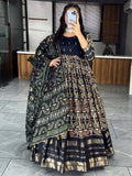 Beautiful Black Zari Weaving Cotton Silk Gown With Dupatta - Zeel Clothing