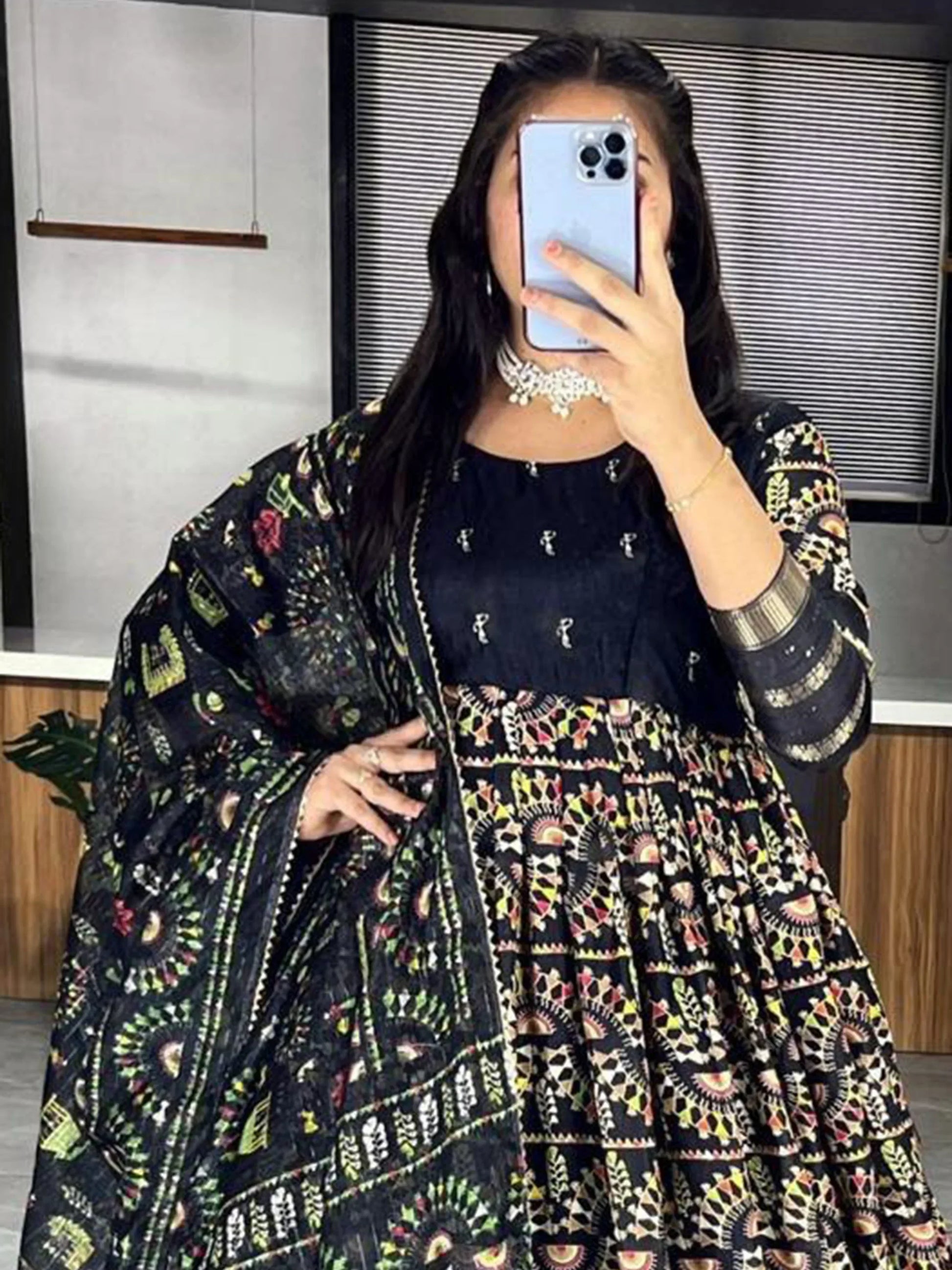 Beautiful Black Zari Weaving Cotton Silk Gown With Dupatta - Zeel Clothing