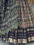 Beautiful Black Zari Weaving Cotton Silk Gown With Dupatta - Zeel Clothing