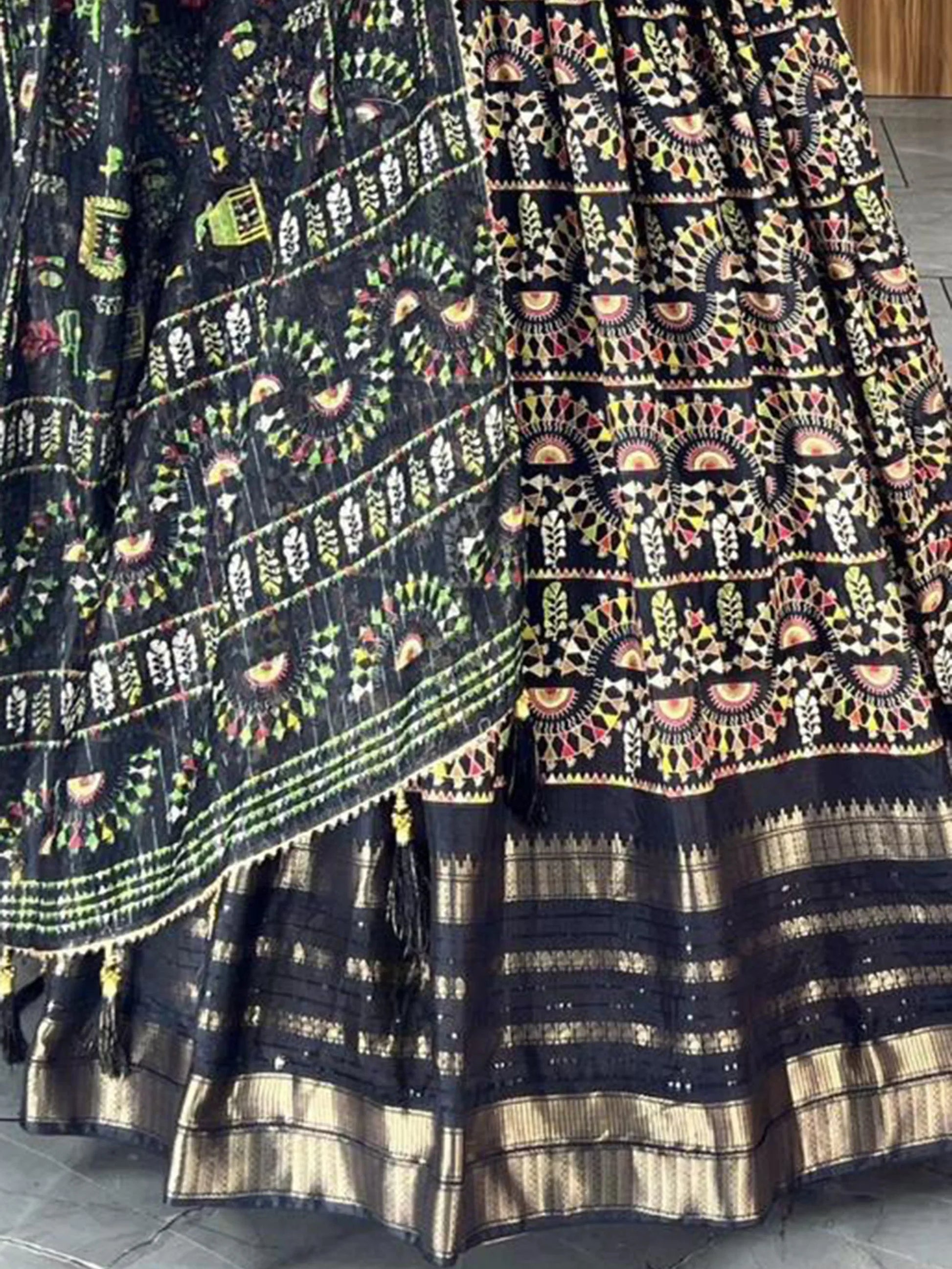 Beautiful Black Zari Weaving Cotton Silk Gown With Dupatta - Zeel Clothing