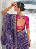 Beautiful Blue Bandhani Printed Georgette Festival Wear Saree - Zeel Clothing
