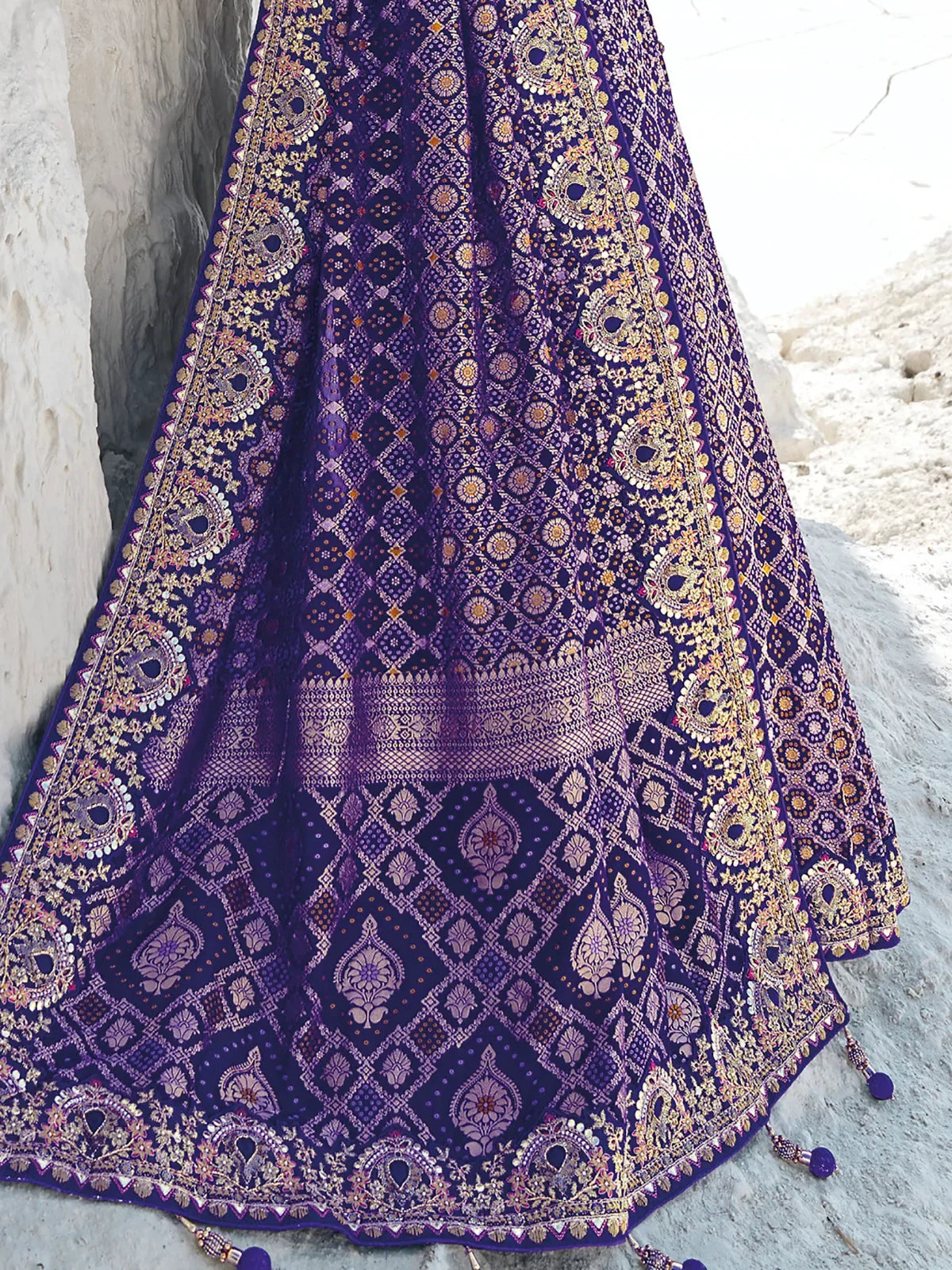 Beautiful Blue Bandhani Printed Georgette Festival Wear Saree - Zeel Clothing