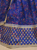 Beautiful Blue Digital Printed Organza Reception Wear Lehenga Choli - Zeel Clothing
