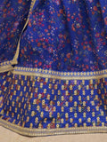 Beautiful Blue Digital Printed Organza Reception Wear Lehenga Choli - Zeel Clothing