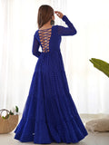 Beautiful Blue Laheriya Printed Georgette Navratri Wear Gown - Zeel Clothing