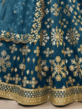 Beautiful Blue Mirror Work Art Silk Wedding Wear Lehenga Choli - Zeel Clothing