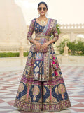 Beautiful Blue Mirror Work Rajwadi Silk Traditional Lehenga Choli - Zeel Clothing