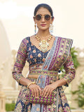 Beautiful Blue Mirror Work Rajwadi Silk Traditional Lehenga Choli - Zeel Clothing