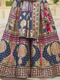 Beautiful Blue Mirror Work Rajwadi Silk Traditional Lehenga Choli - Zeel Clothing