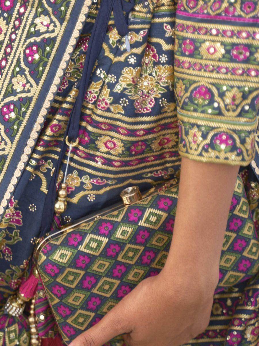 Beautiful Blue Mirror Work Rajwadi Silk Traditional Lehenga Choli - Zeel Clothing