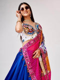 Beautiful Blue Mirror Work Silk Navratri Wear Lehenga Choli With Dupatta - Zeel Clothing
