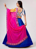 Beautiful Blue Mirror Work Silk Navratri Wear Lehenga Choli With Dupatta - Zeel Clothing