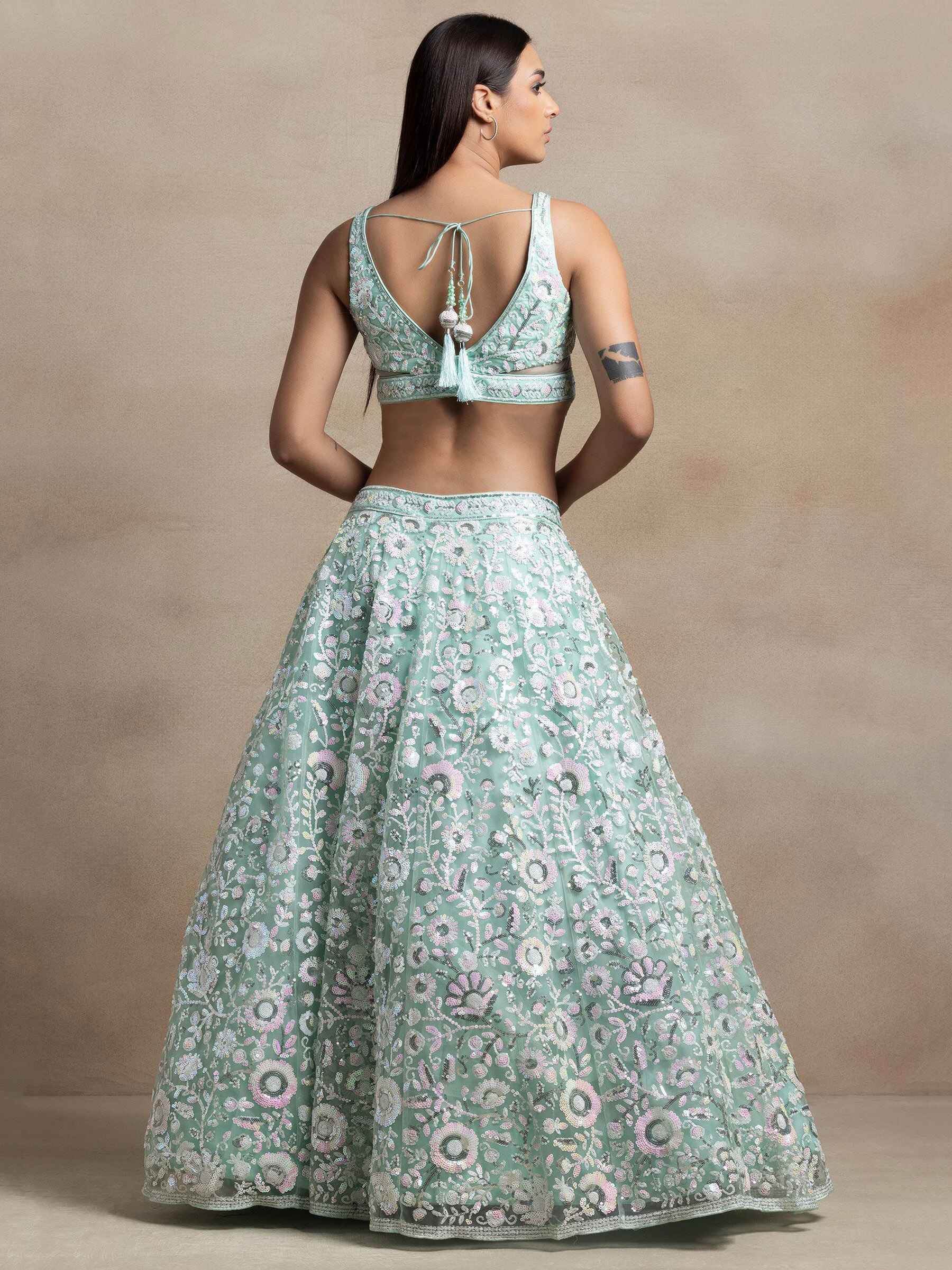 Beautiful Blue Sequins Net Engagement Wear Lehenga Choli With Dupatta - Zeel Clothing